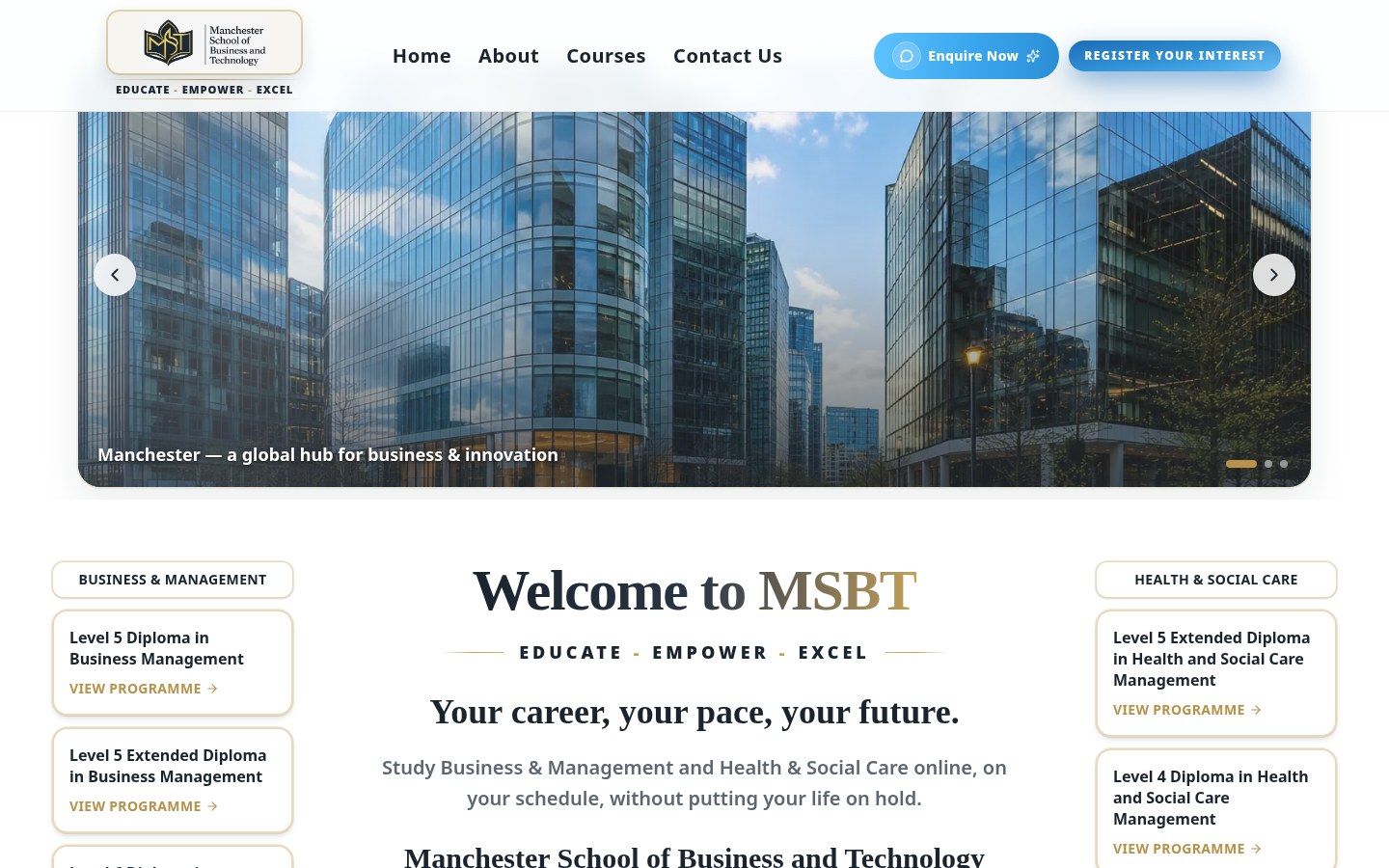 MSBT: live site screenshot